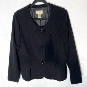 Boutique Essentials Black Button Front Peplum Hem Light Jacket 16